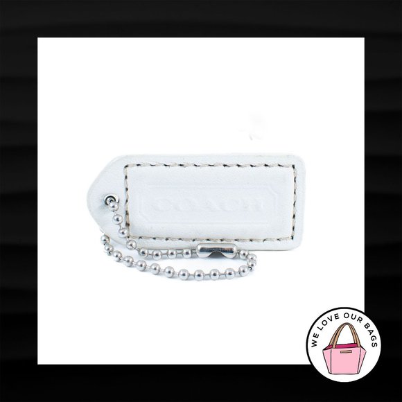 2" Medium COACH WHITE LEATHER NICKEL FOB BAG CHARM KEYCHAIN HANGTAG - Picture 1 of 1